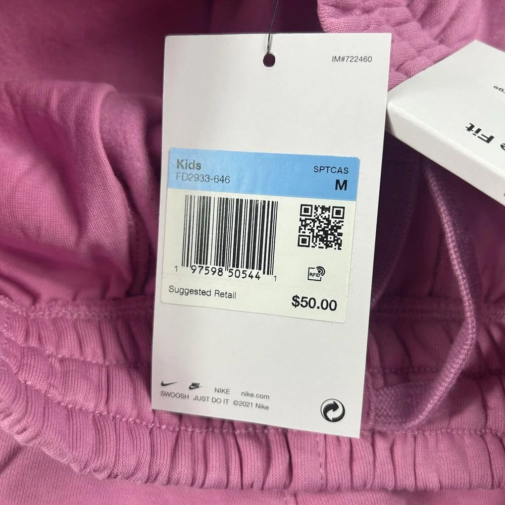 Nike Fleece Sweatpants Kids Medium Pink Jogger Pants Loose Fit‎ FD2933-646